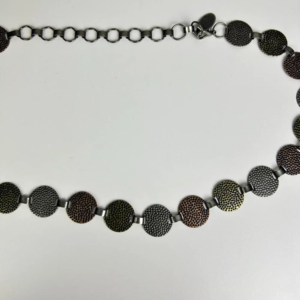 Nine West Silver Gold Bronze Metal Disc Round Medallion Belt Women's One Size‎